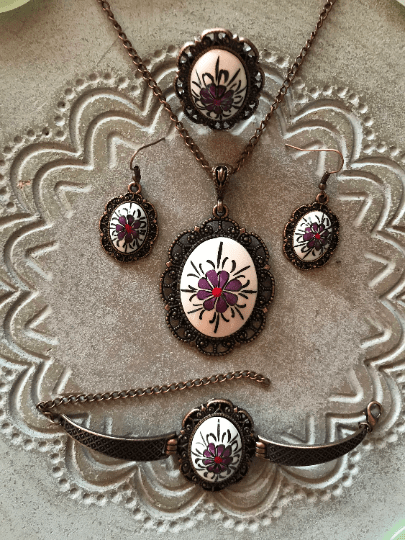 Artisan Made Floral Jewelry Set - Ceramic Bracelets for Women and Girls - Wear Sierra