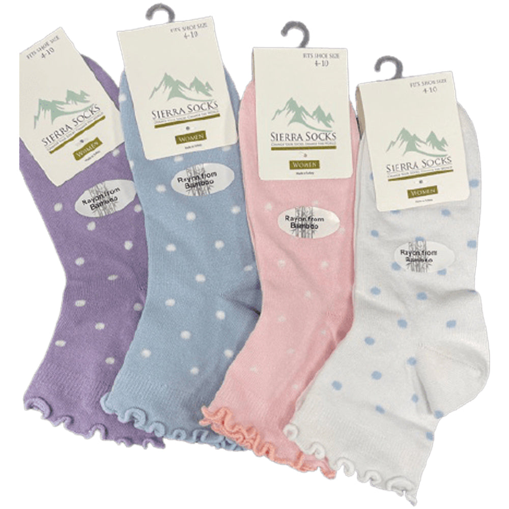 Ruffle Socks Women's - Bamboo Low Cut Quarter Socks 2 or 4