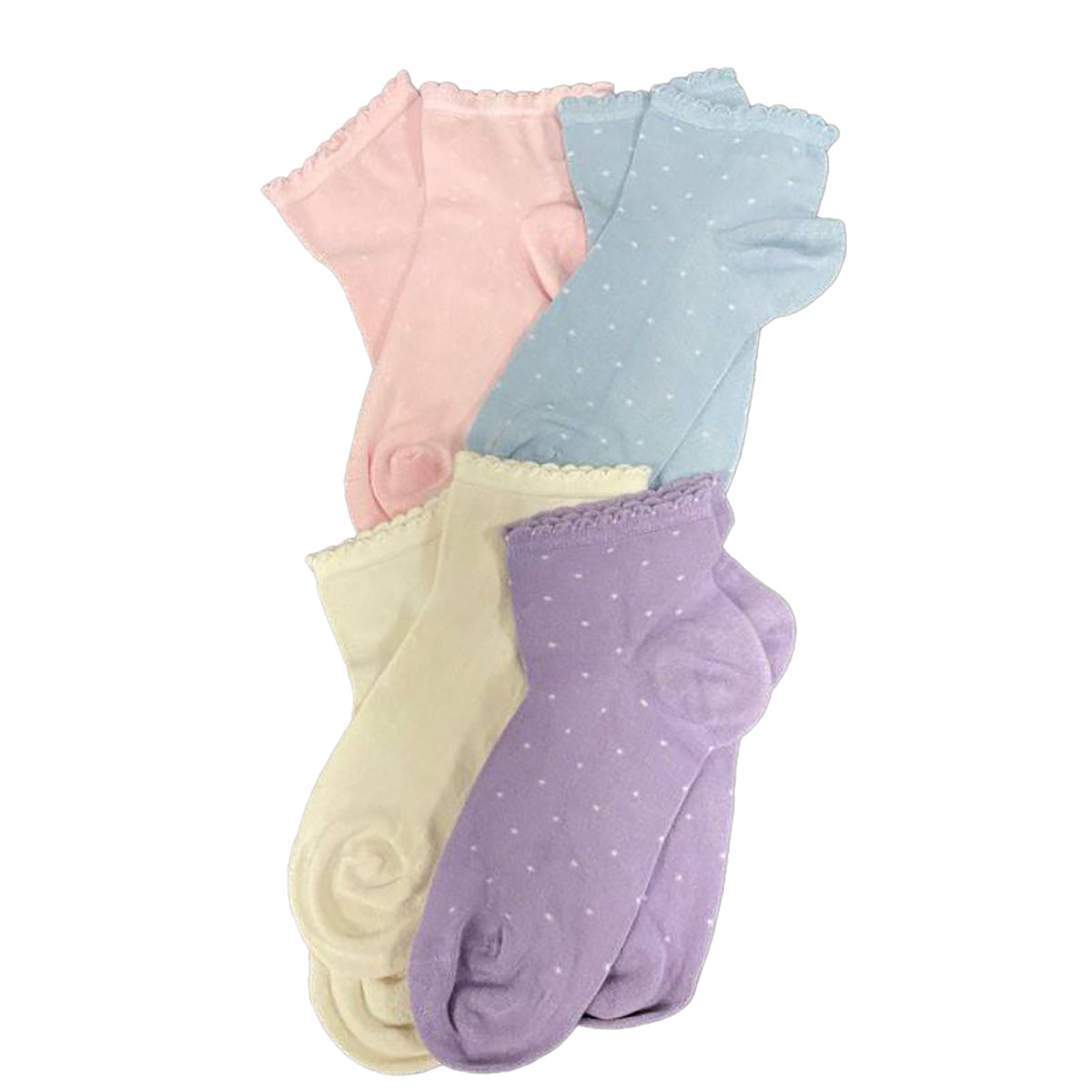 Women's Bamboo Low Cut Quarter 2 -Pair & 4-Pair Pack Picot Scalloped Edge Socks