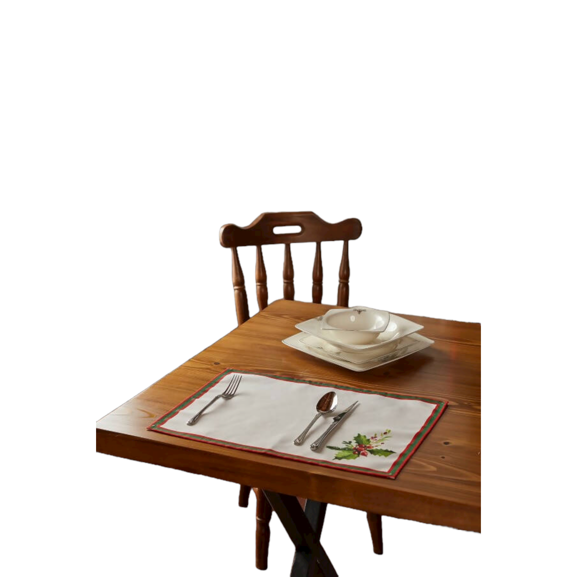 Holly Berry and Greenery Pattern Placemat, Holidays, Christmas, Set of 2 - Wear Sierra