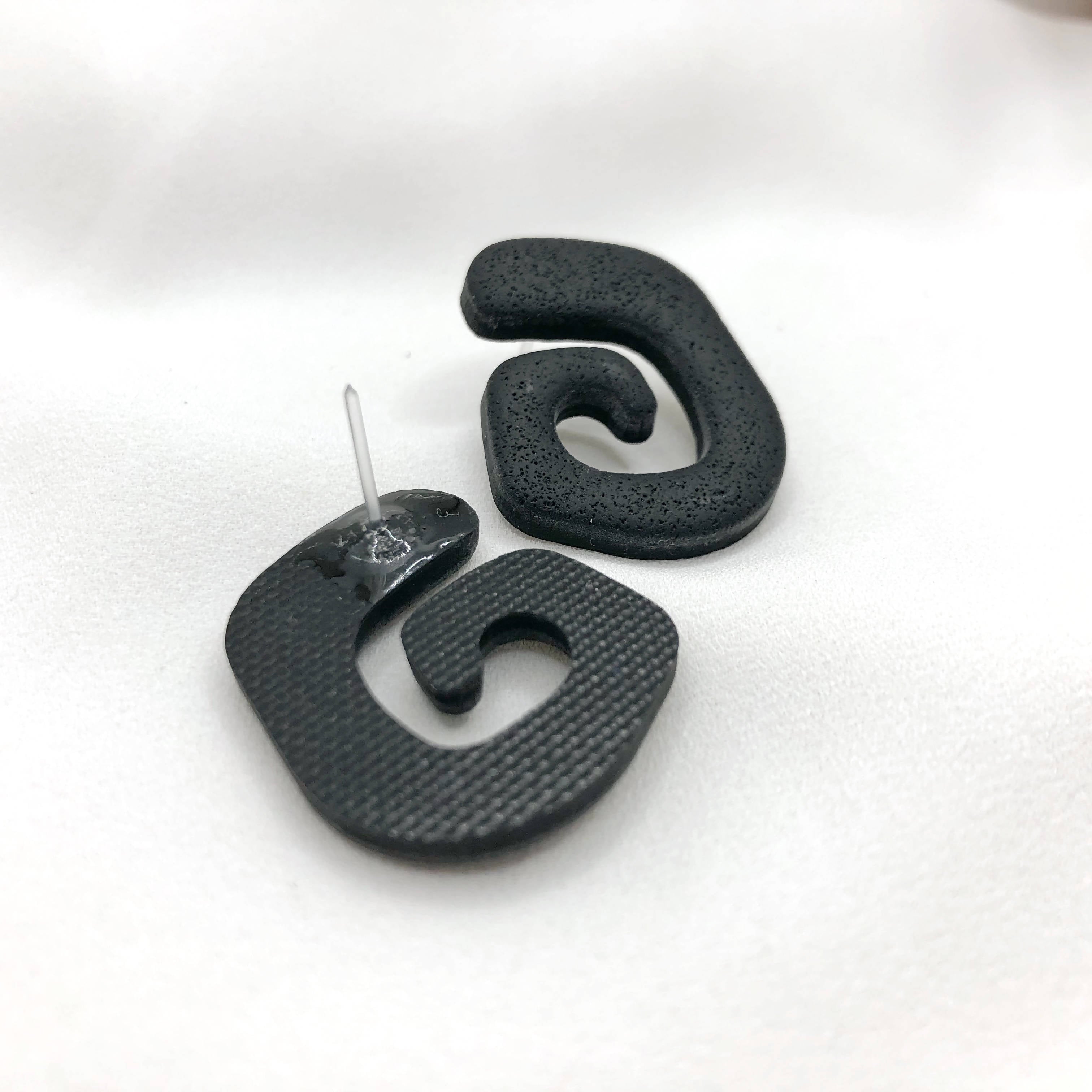 Deep Black Handmade Polymer Clay Earrings - Stylish Earbacks - Nikel Free - Wear Sierra