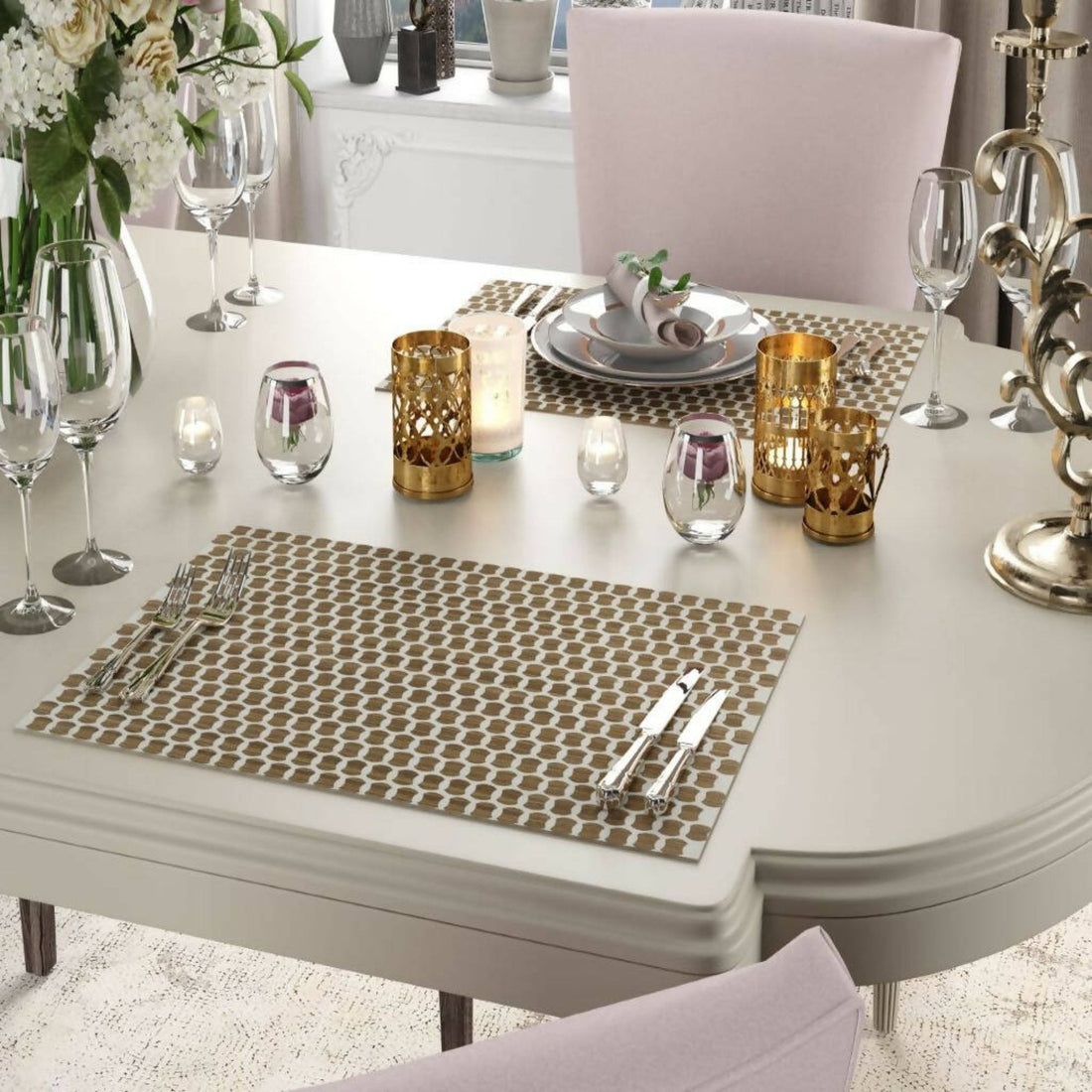 Bowtie Placemat Set, Neutral Place Setting, Unique 2D Wood Design - 2 Piece Set - Wear Sierra