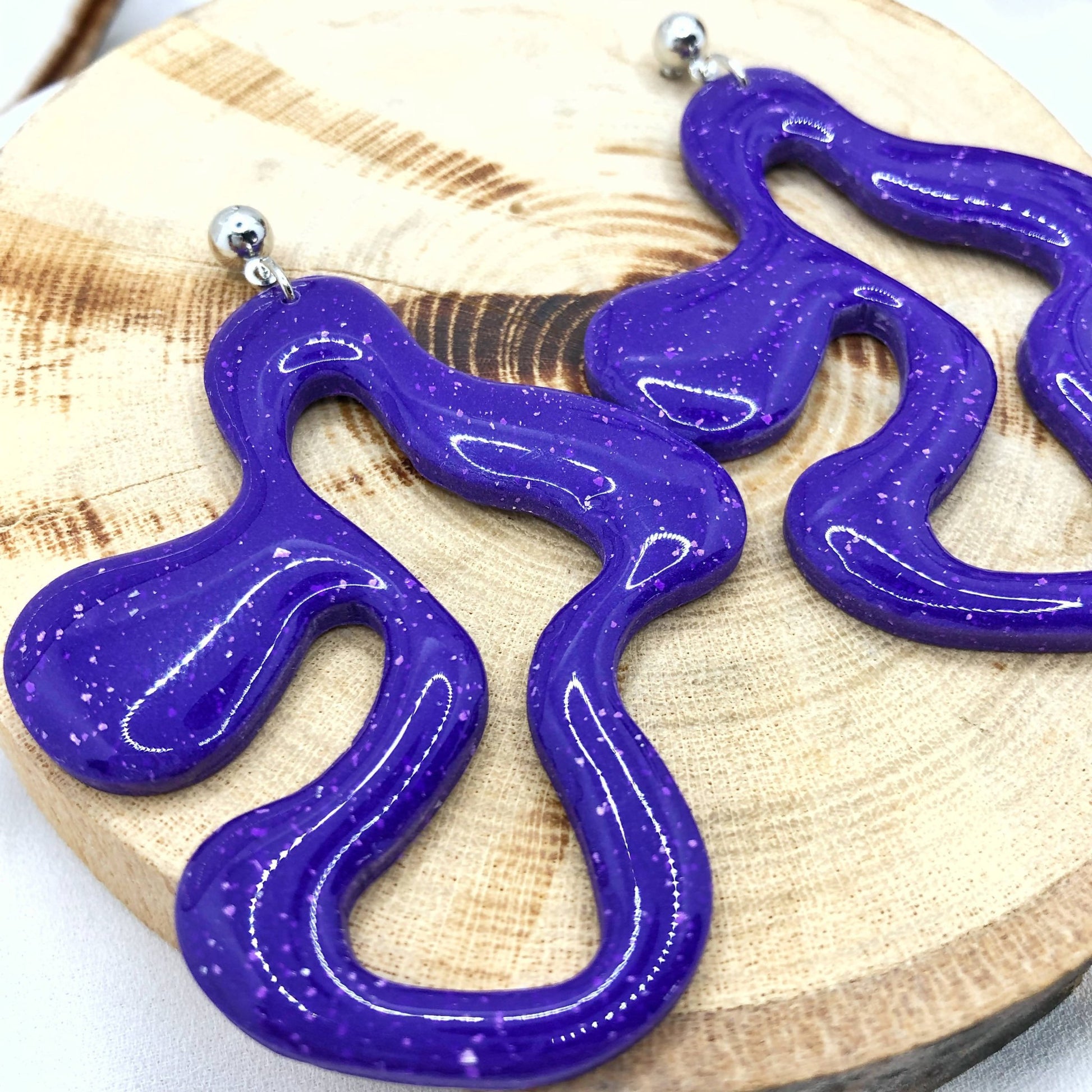 Bright Purple Earrings, Hand Crafted Free Form Earrings , Nickel Free Ear Back Earrings for Women - Wear Sierra