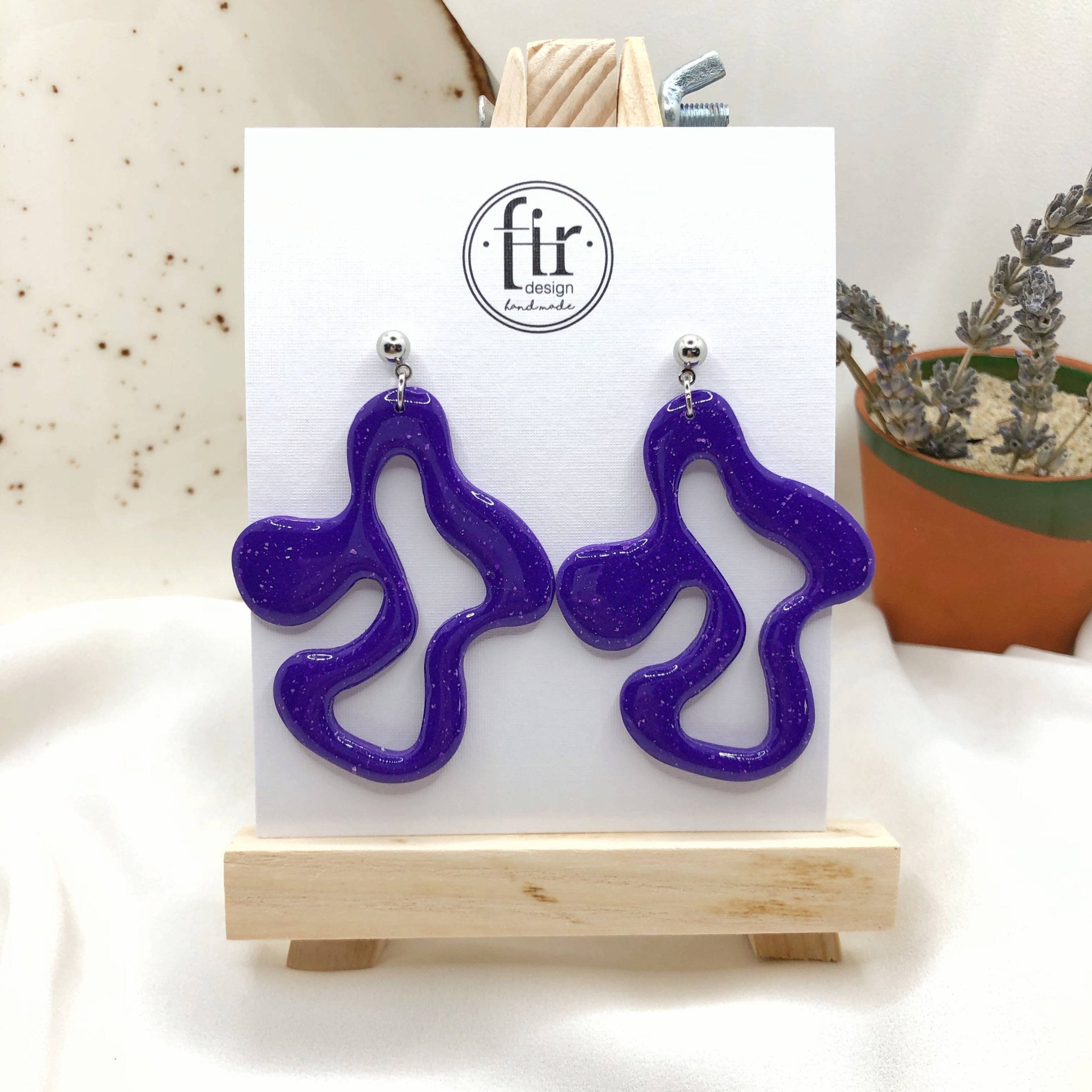 Bright Purple Earrings, Hand Crafted Free Form Earrings , Nickel Free Ear Back Earrings for Women - Wear Sierra