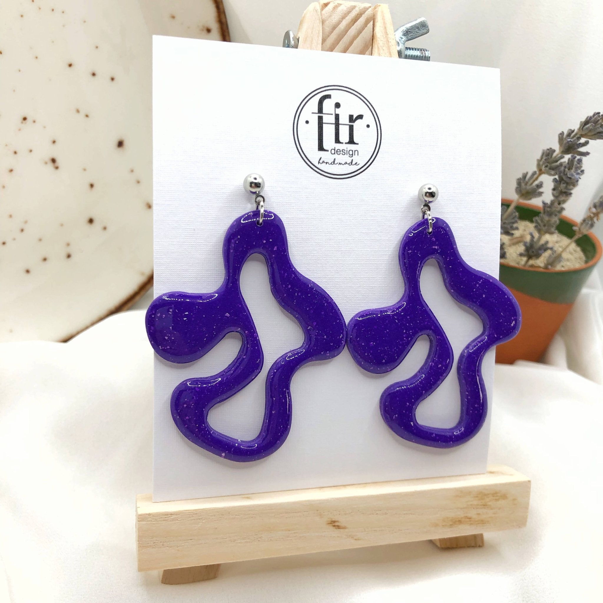 Bright Purple Earrings, Hand Crafted Free Form Earrings , Nickel Free Ear Back Earrings for Women - Wear Sierra