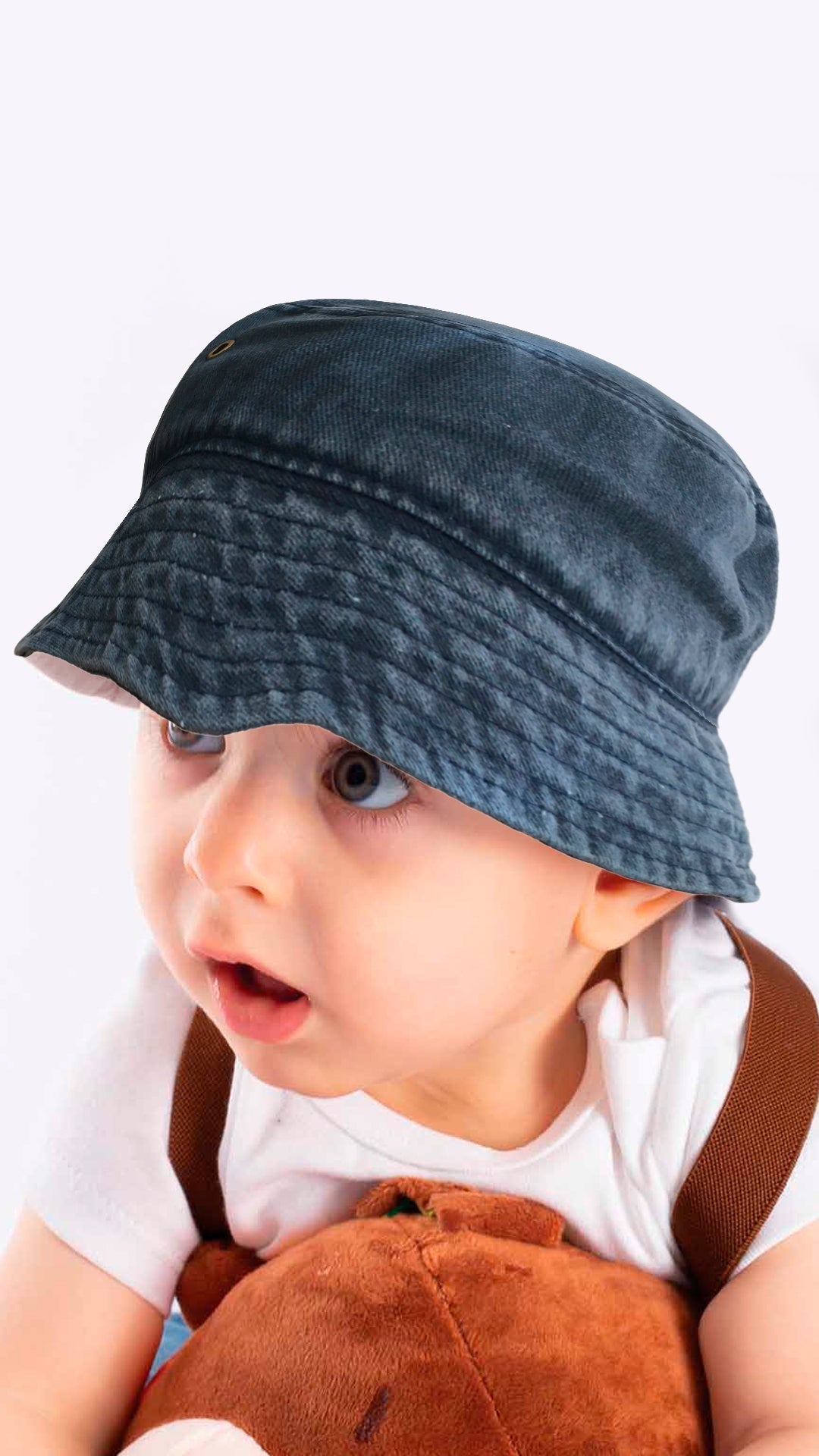 Bucket Hat for 4-8 Year Old Kids - Fedora Style Hat Faded Denim - Wear Sierra