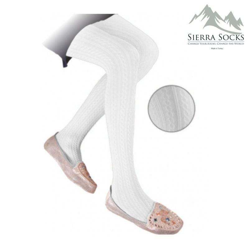 Cable Pattern Tights for Girls - Uniform Tights - Wear Sierra