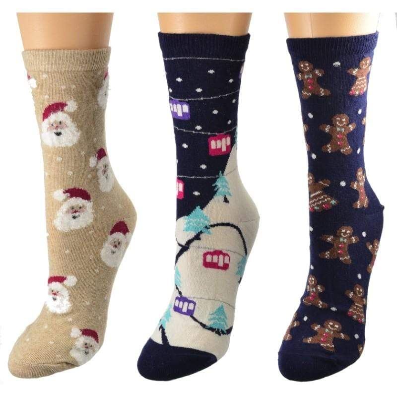 Christmas Designs Cotton Crew Socks for Women in Fun Holiday Patterns Socks for Stocking Stuffers - Wear Sierra