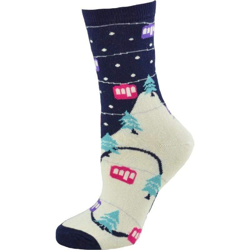 Christmas Designs Cotton Crew Socks for Women in Fun Holiday Patterns Socks for Stocking Stuffers - Wear Sierra