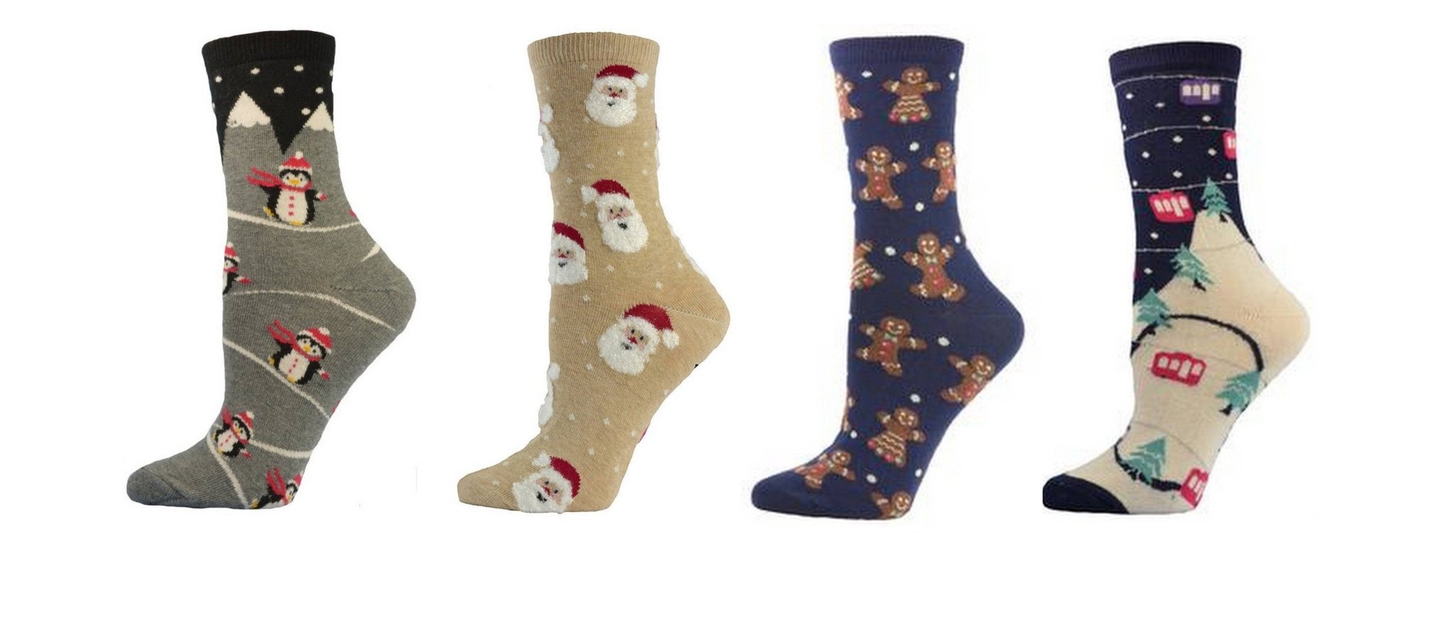 Christmas Designs Cotton Crew Socks for Women in Fun Holiday Patterns Socks for Stocking Stuffers - Wear Sierra