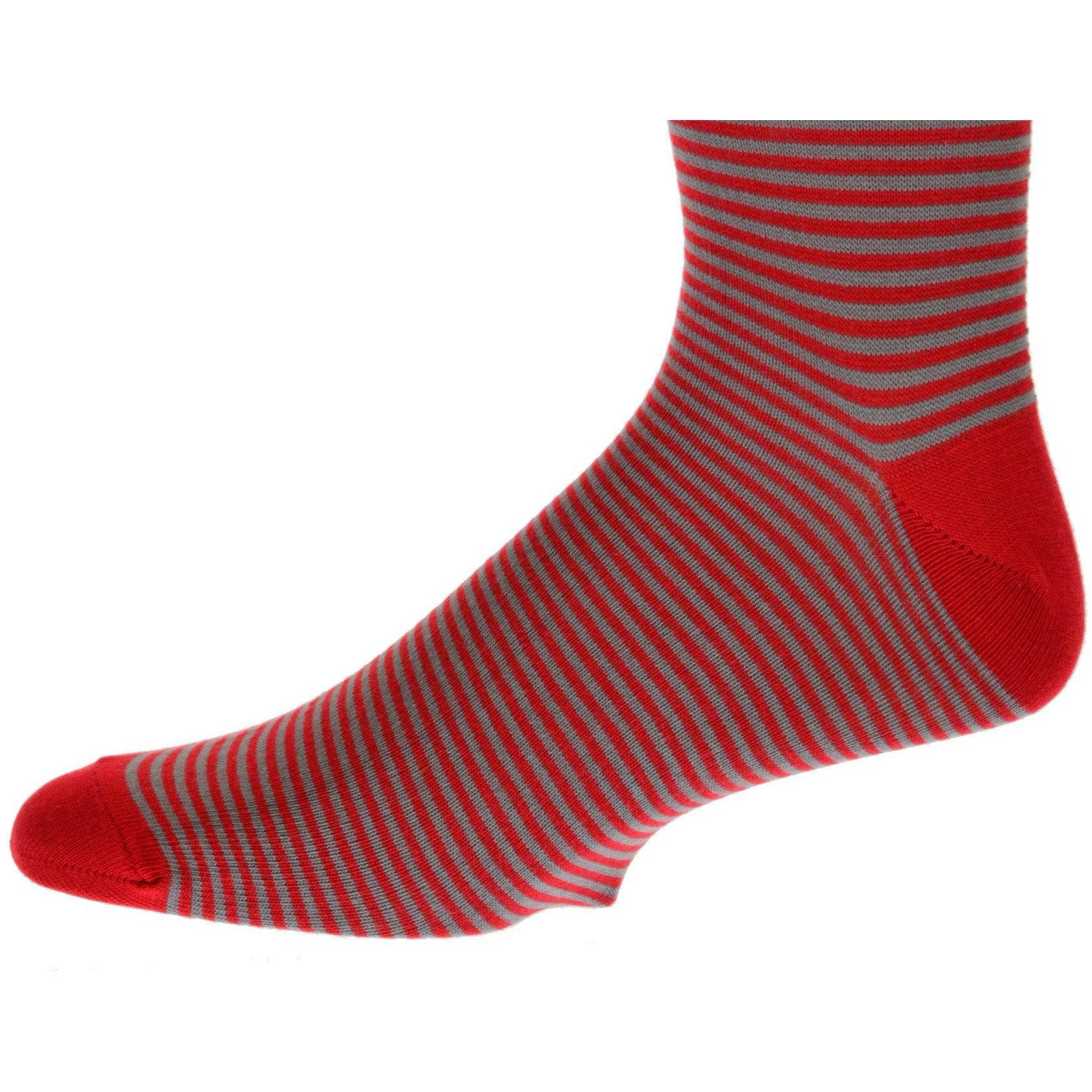 Combed Cotton Crew Socks for Men Pin-Stripes Lightweight Dressy Sock - Wear Sierra