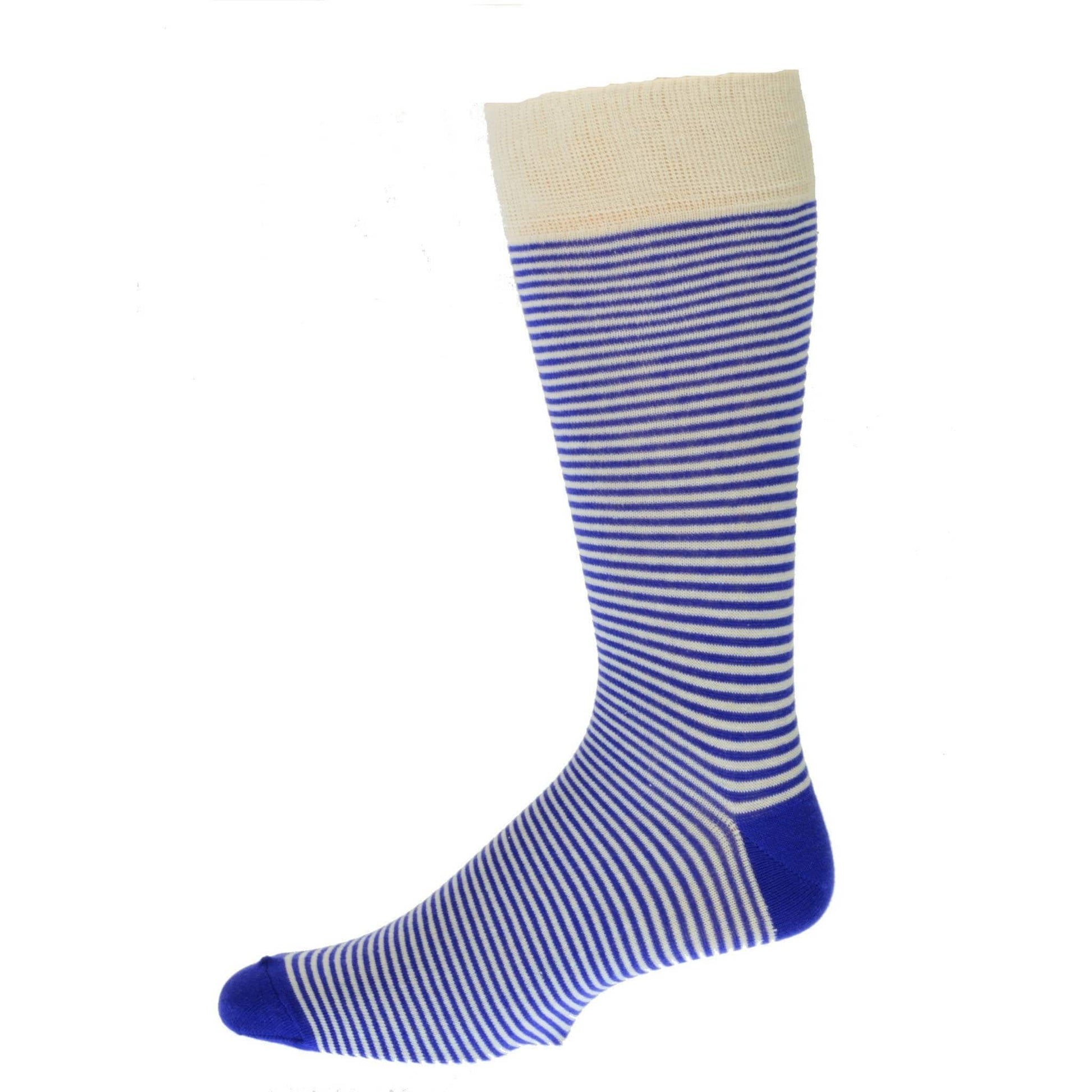 Combed Cotton Crew Socks for Men Pin-Stripes Lightweight Dressy Sock - Wear Sierra
