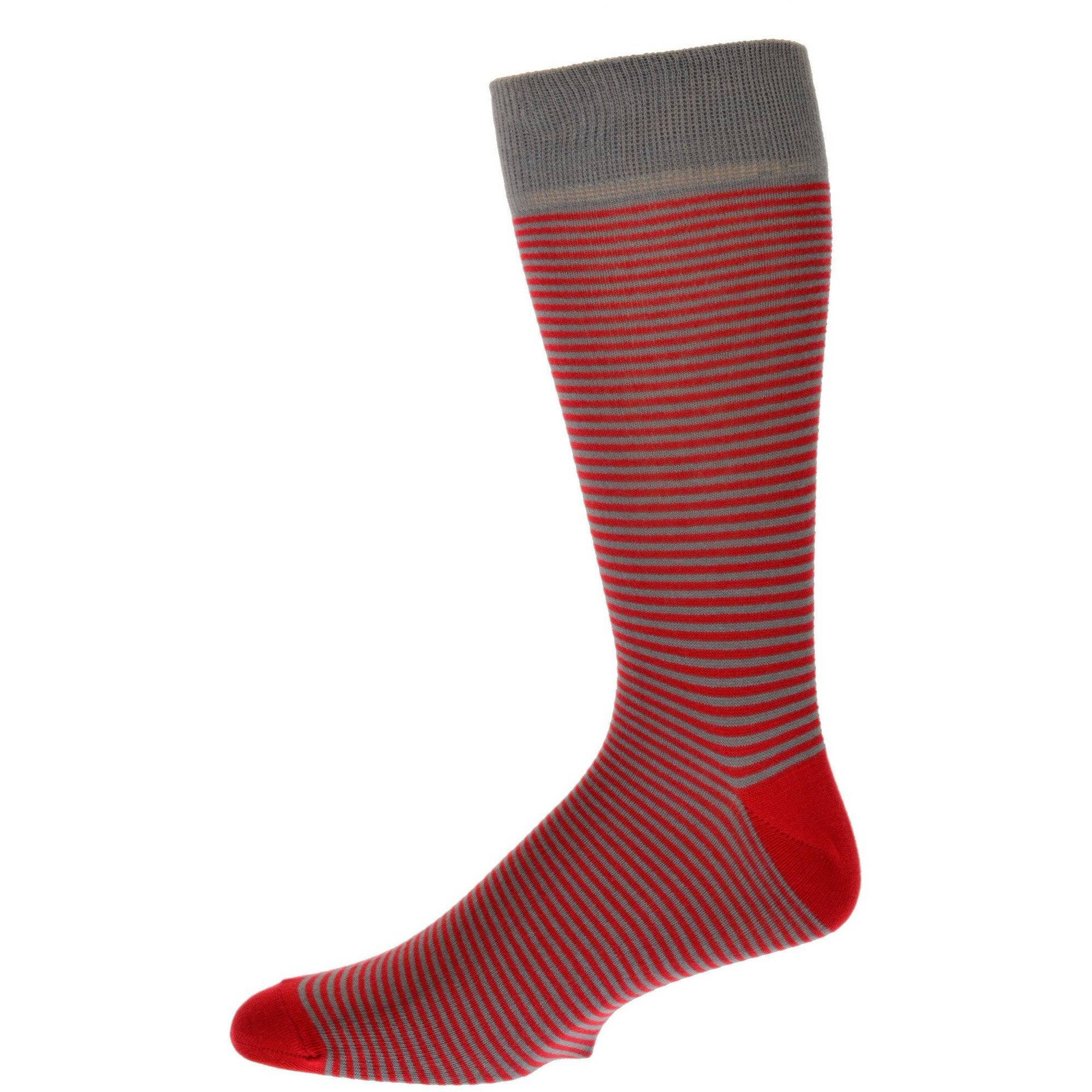 Combed Cotton Crew Socks for Men Pin-Stripes Lightweight Dressy Sock - Wear Sierra