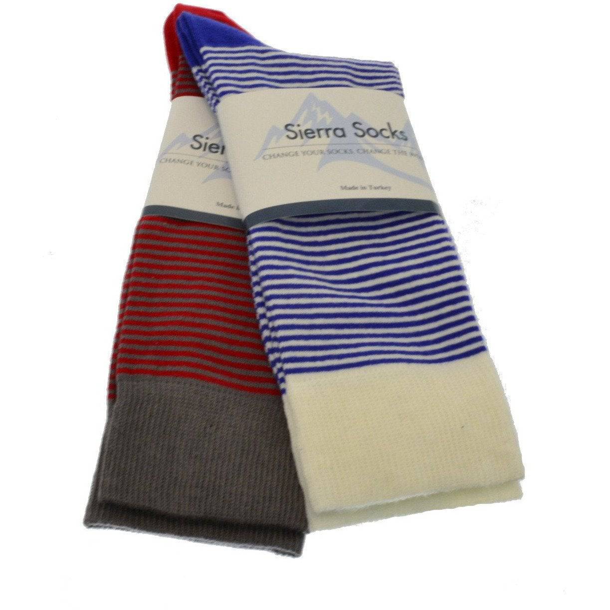 Combed Cotton Crew Socks for Men Pin-Stripes Lightweight Dressy Sock - Wear Sierra