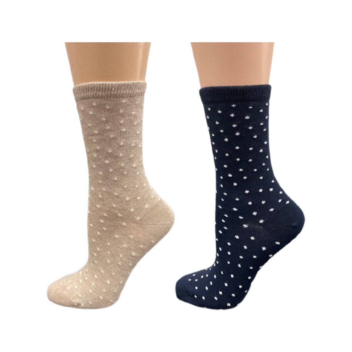 Cotton Crew Pen Striped or Pen Dot Dress Socks for Women, Dressy Casual Cute Socks - Wear Sierra