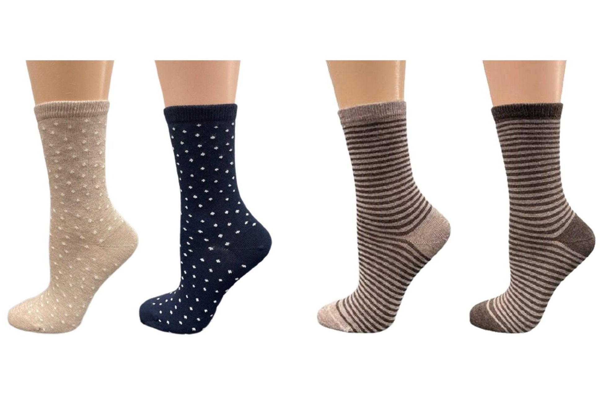Cotton Crew Pen Striped or Pen Dot Dress Socks for Women, Dressy Casual Cute Socks - Wear Sierra