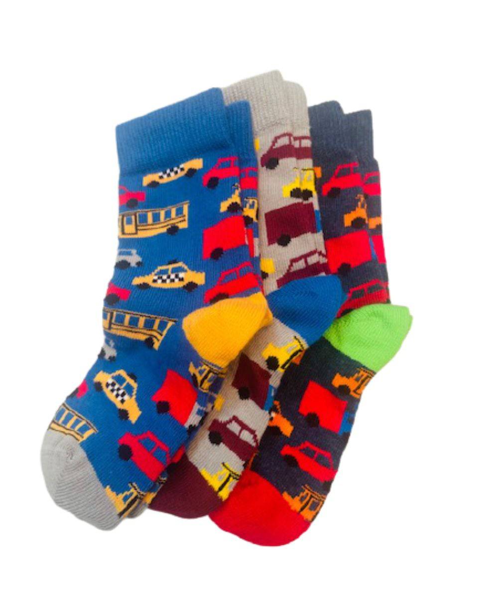 Cute and Colorful Socks for Toddler Boys and Girls, Combed Cotton Crew Socks - 3 Pair Pack in Gift Box - Wear Sierra