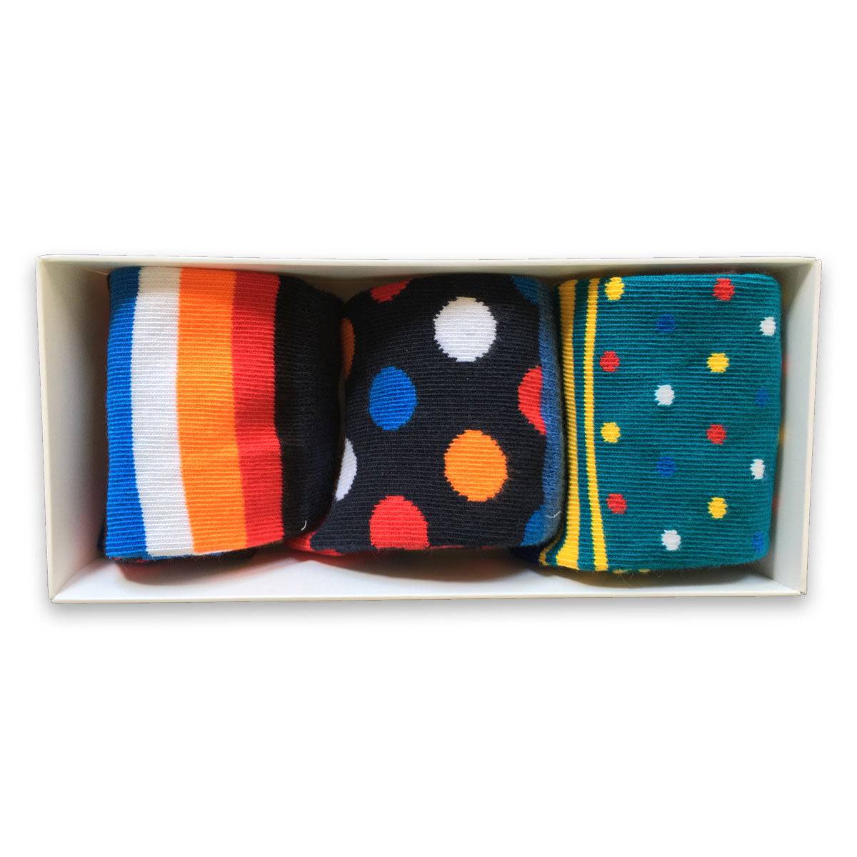 Cute and Colorful Socks for Toddler Boys and Girls, Combed Cotton Crew Socks - 3 Pair Pack in Gift Box - Wear Sierra