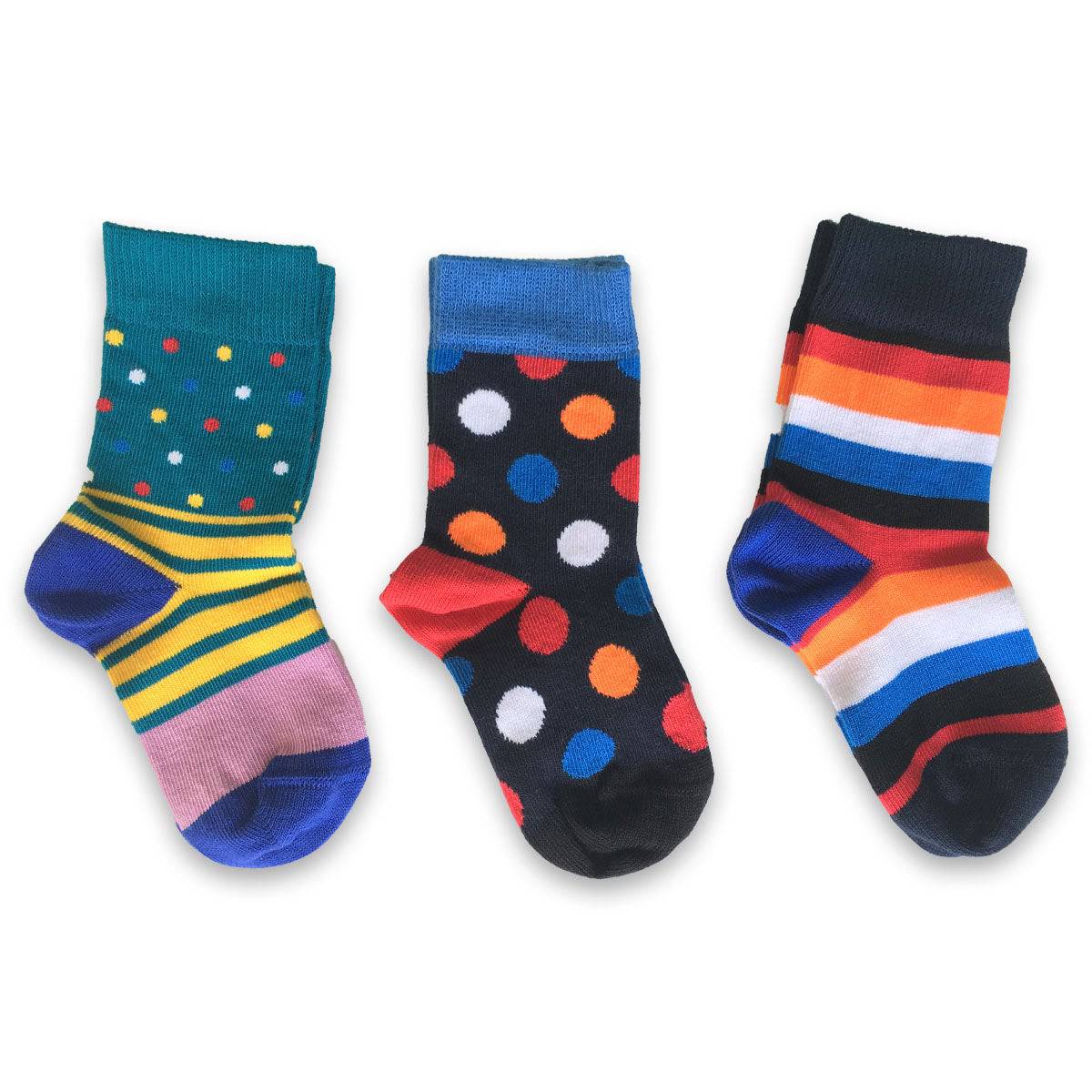 Cute and Colorful Socks for Toddler Boys and Girls, Combed Cotton Crew Socks - 3 Pair Pack in Gift Box - Wear Sierra