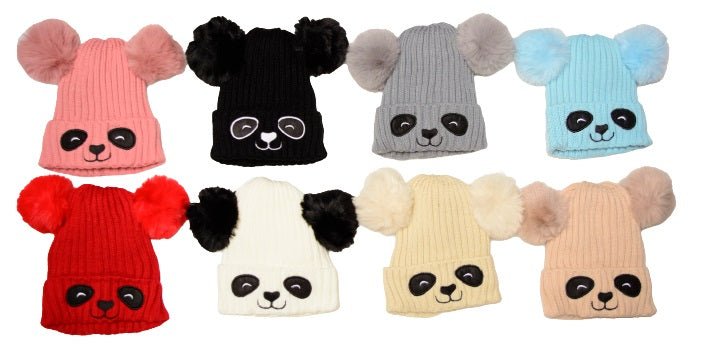Cute Panda Winter Knit Beanie For Kids - Warm Winter Hats for Boys or Girls - Wear Sierra