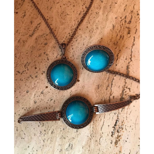 Hand Crafted Pendant Set, Ceramic Pendant. Ring and Bracelet Set, Unique Gift for Mother's Day - Wear Sierra
