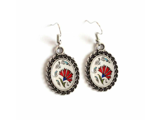 Artificial Floral Theme Earrings - Handmade Jewelry - Silver Earrings - Wear Sierra