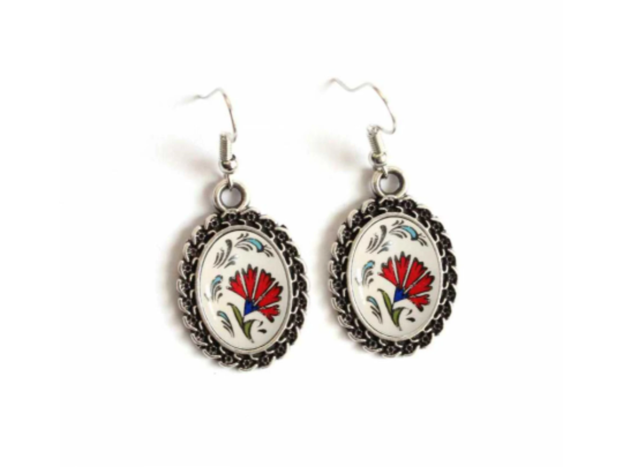 Artificial Floral Theme Earrings - Handmade Jewelry-kids jewelry - Silver Earrings - Wear Sierra