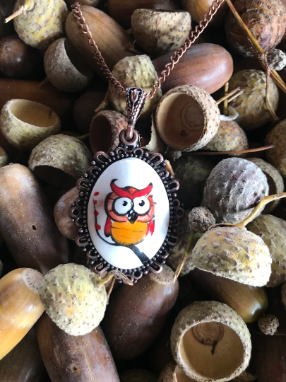 Animal Drawing - Cini Ceramic Necklace - Owl & Cats Theme Necklace - Wear Sierra