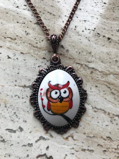 Animal Drawing - Cini Ceramic Necklace - Owl & Cats Theme Necklace - Wear Sierra