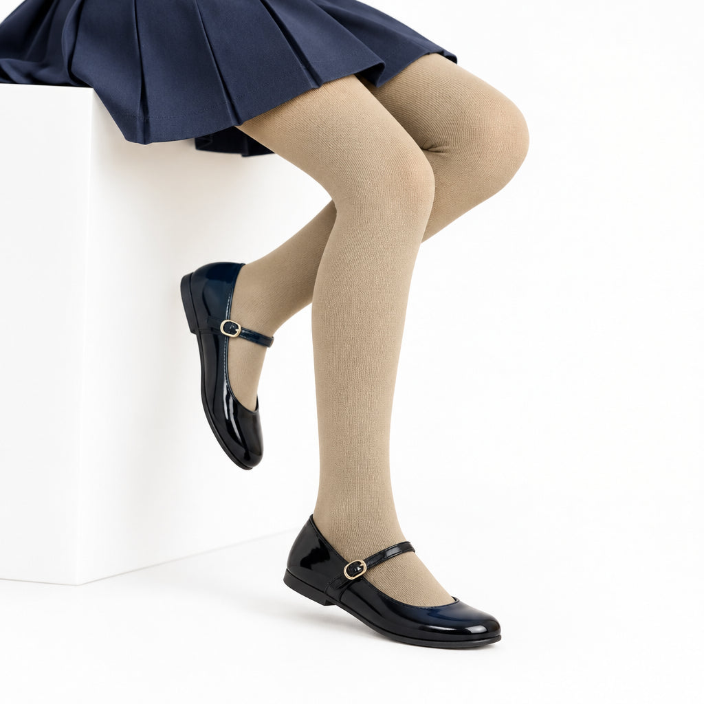 Flat-Knit Tights for Girls for School Uniforms, Daily Wear Legwear - Wear Sierra