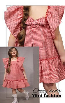 Flutter Sleeve Girl's Dress, Cotton Summer Seersucker Style Dress - Wear Sierra