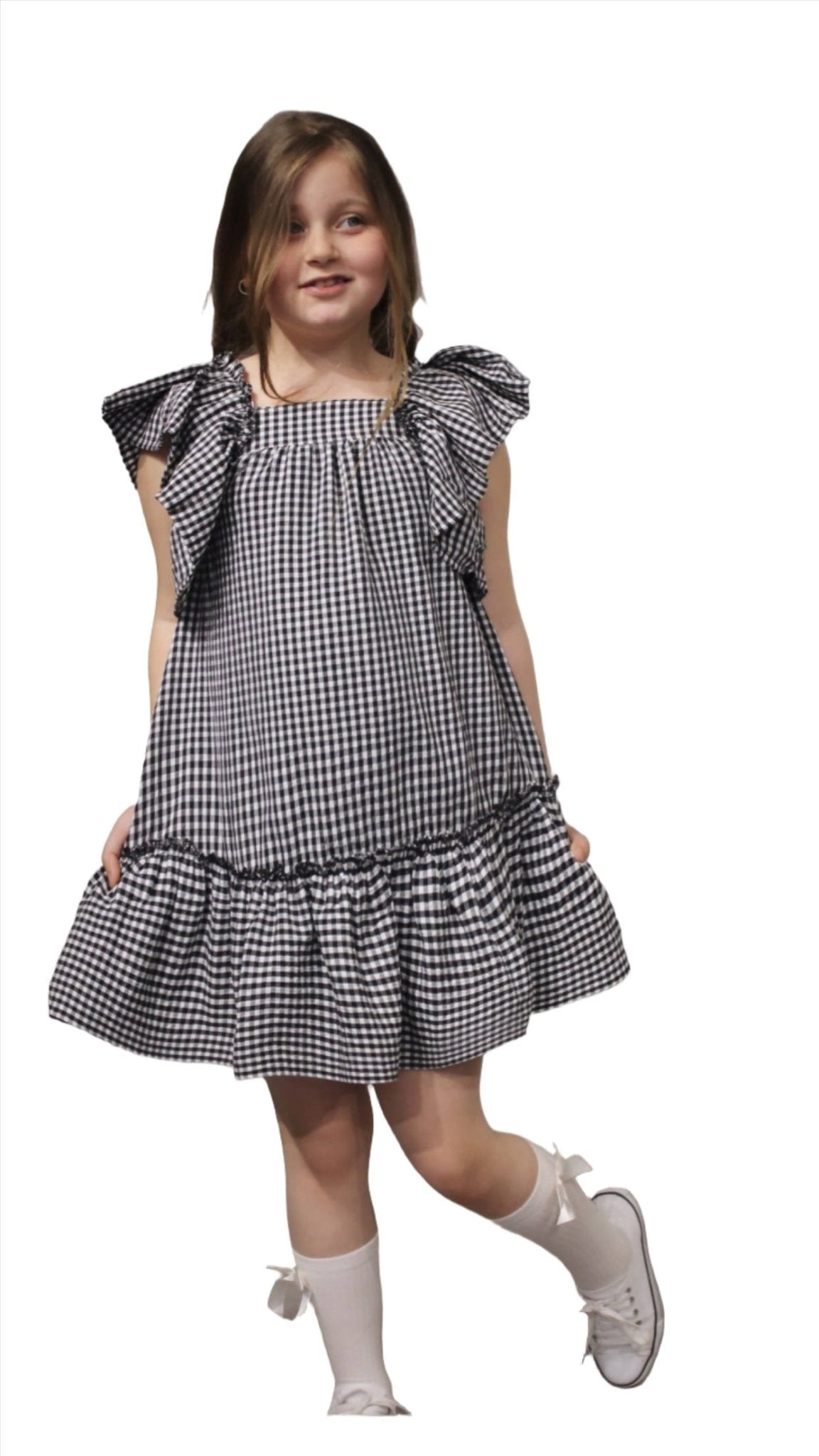 Flutter Sleeve Girl's Dress, Cotton Summer Seersucker Style Dress - Wear Sierra