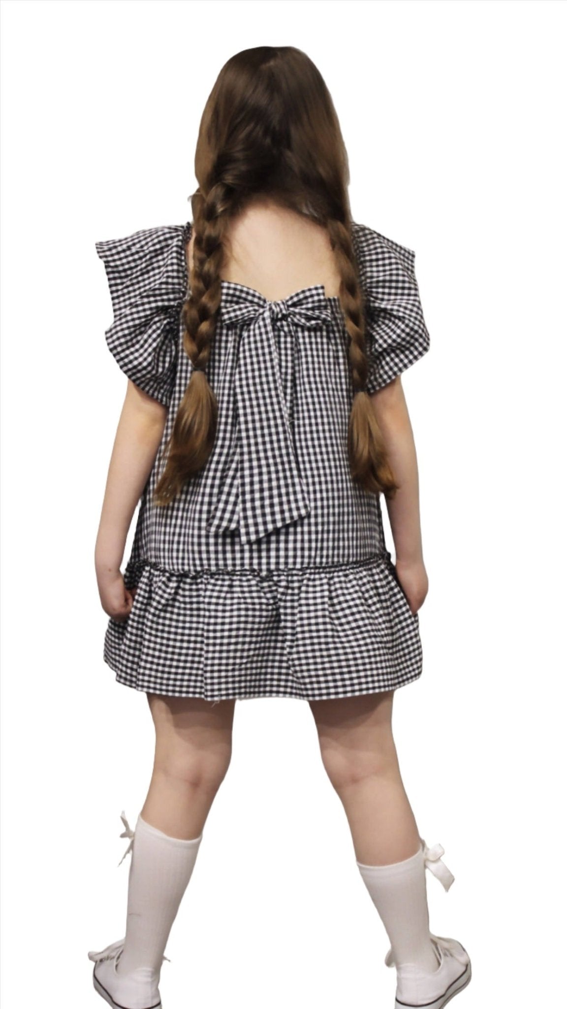 Flutter Sleeve Girl's Dress, Cotton Summer Seersucker Style Dress - Wear Sierra