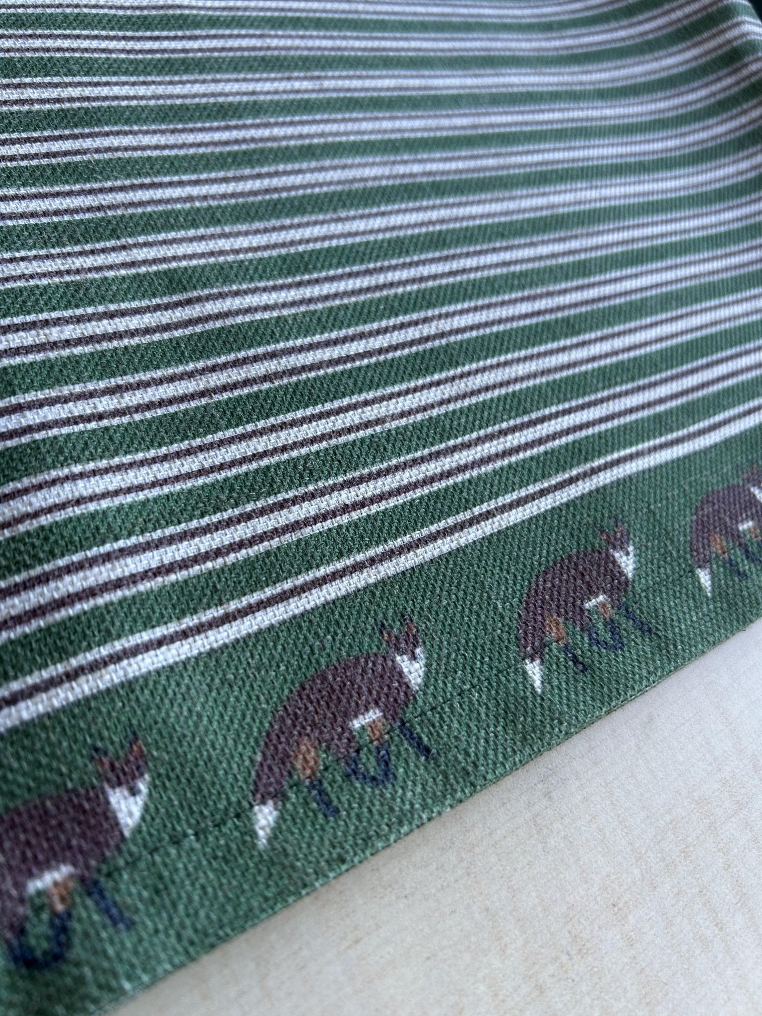 Fox Trot Pattern Linen-Feel Runner, Christmas Decorating in Classic Red and Hunter Green - Wear Sierra