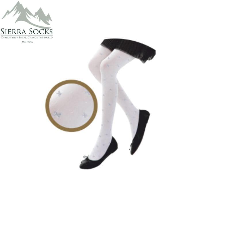 Girl's Bow Patterned Tights - Infant to Teen Sizes - Wear Sierra