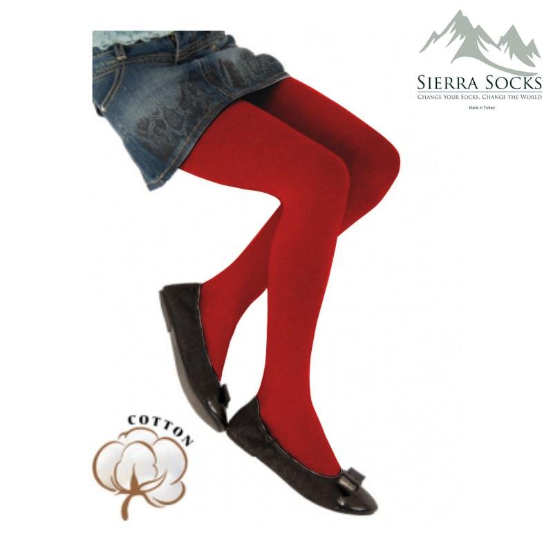 Girl's Combed Cotton Tights, Colorful Tights for School or Church - Wear Sierra