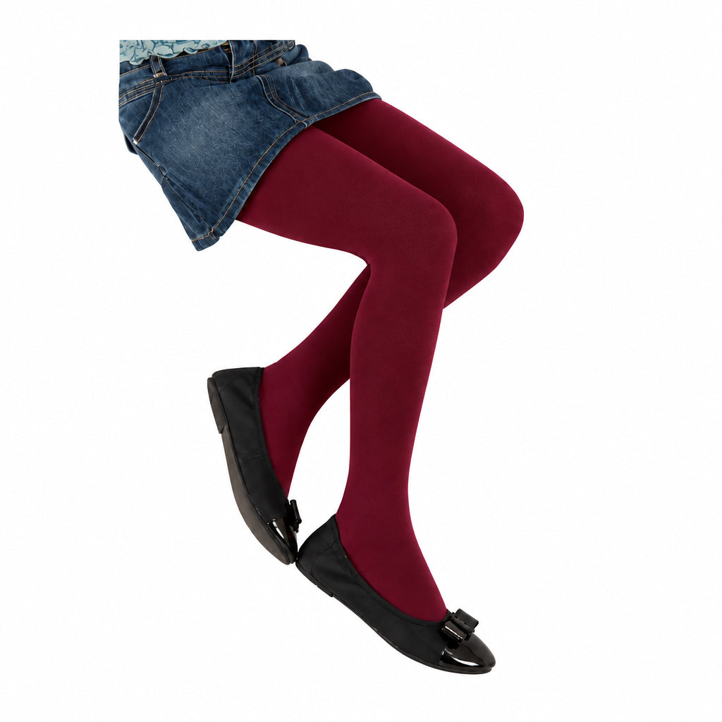 Girl's Combed Cotton Tights, Colorful Tights for School or Church - Wear Sierra