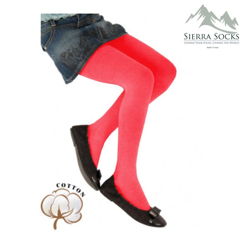 Girl's Combed Cotton Tights, Colorful Tights for School or Church - Wear Sierra