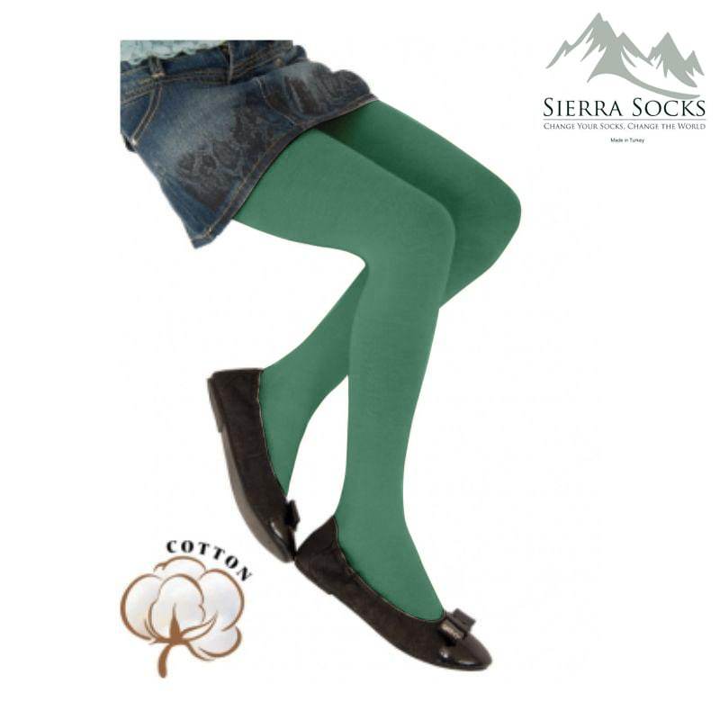 Girl's Combed Cotton Tights, Colorful Tights for School or Church - Wear Sierra