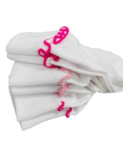 Girls Non-Skid Seamless Toe Socks - 3-Pair Pack Cotton Ruffle Edge Socks - Wear Sierra