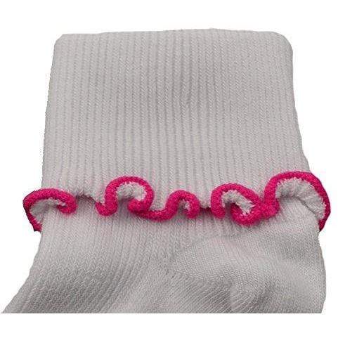 Girls Non-Skid Seamless Toe Socks - 3-Pair Pack Cotton Ruffle Edge Socks - Wear Sierra