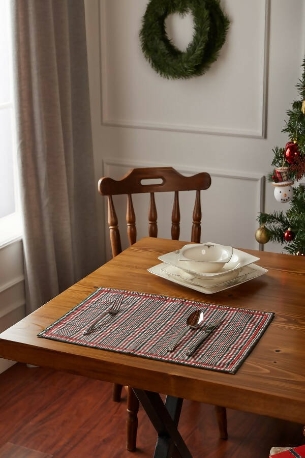 Holiday Placemats in Traditional Reds and Greens for Christmas or Rustic Table Setting - Wear Sierra