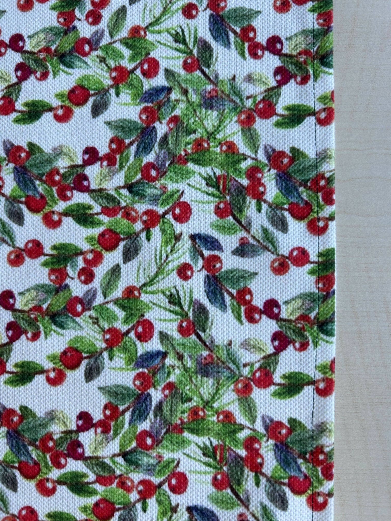 Holiday Runner with Green and Red Holly Berry and Greenery Motif - Wear Sierra