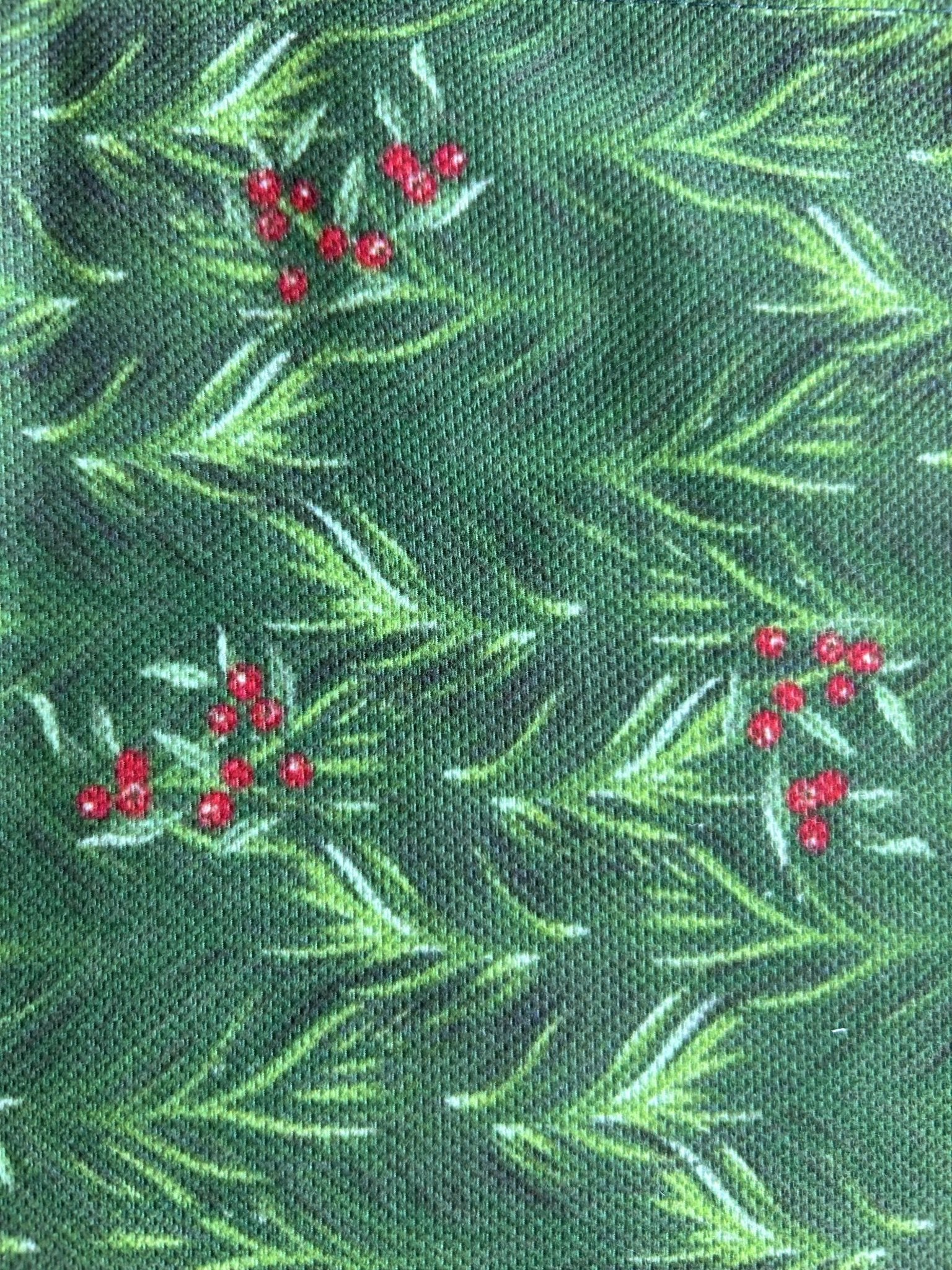 Holiday Runner with Green and Red Holly Berry and Greenery Motif - Wear Sierra