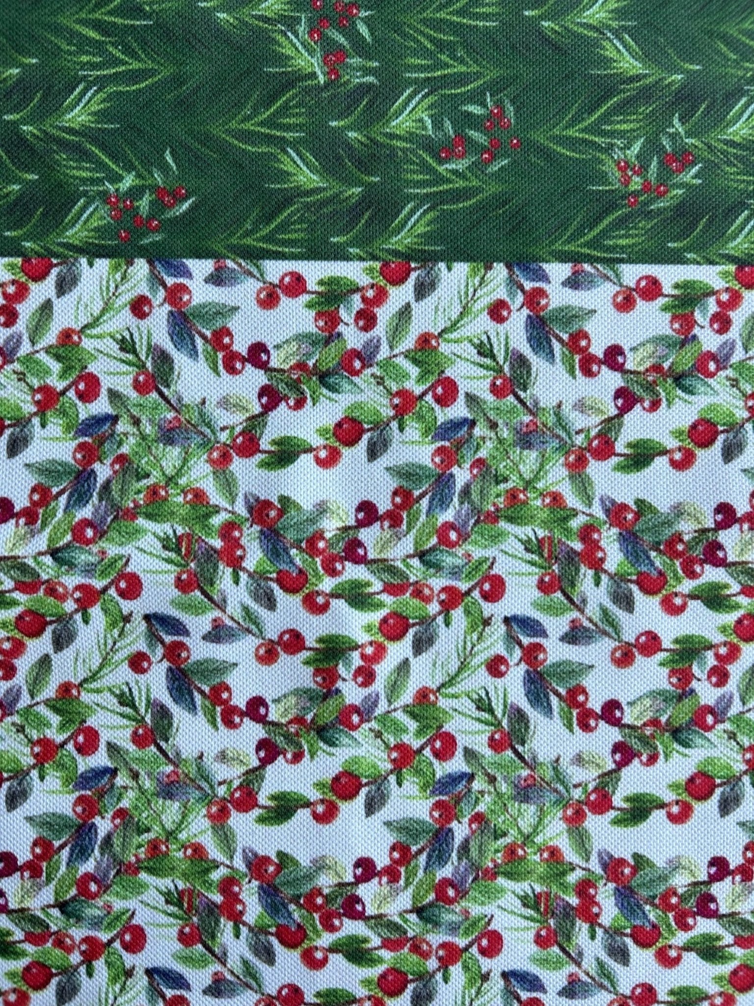 Holiday Runner with Green and Red Holly Berry and Greenery Motif - Wear Sierra