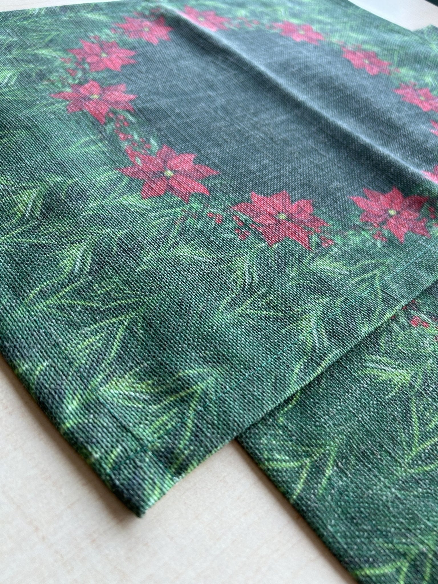 Holiday Themed Placemats, Poinsettia Flower Pattern Set of 2 - Wear Sierra