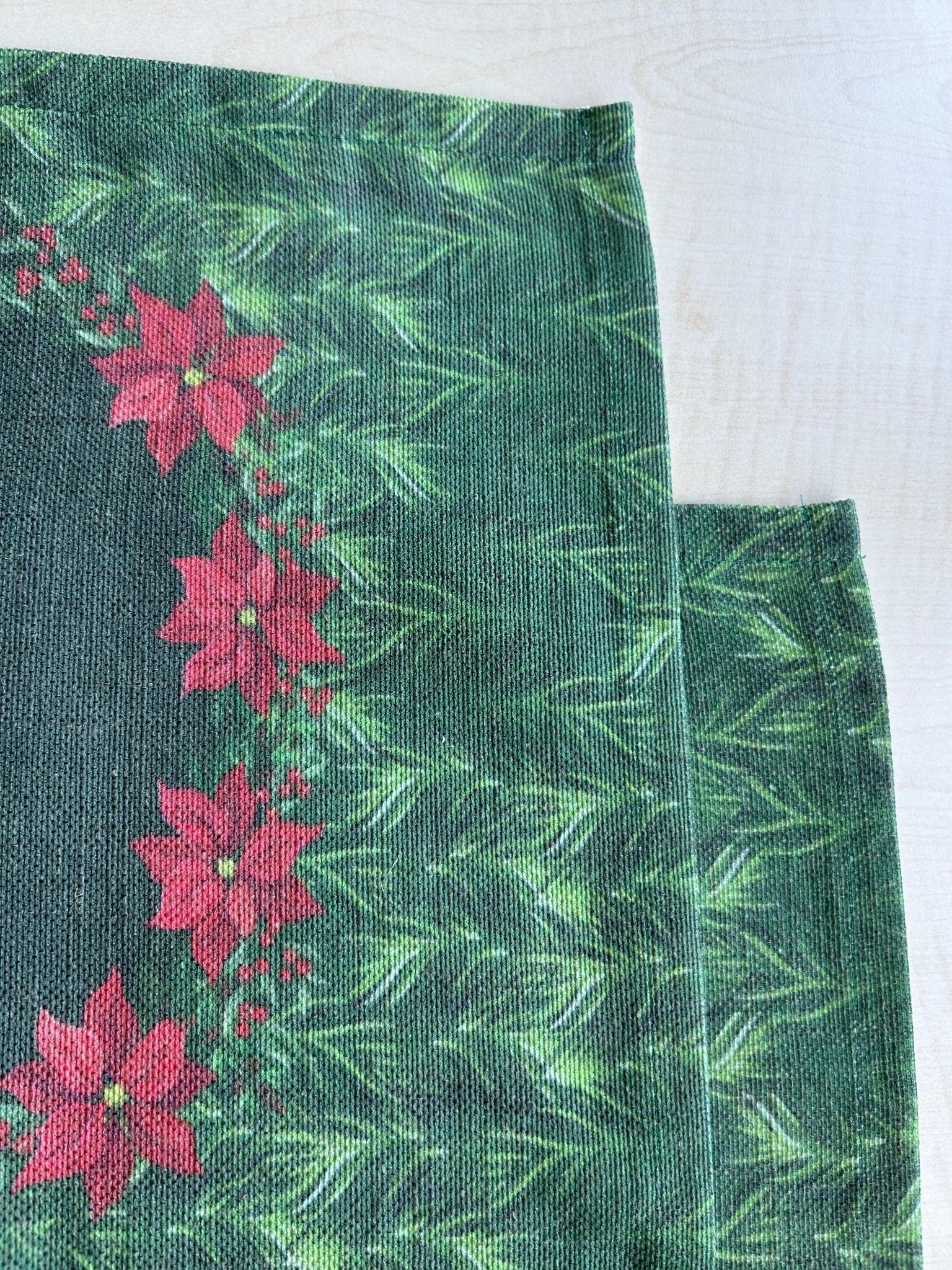 Holiday Themed Placemats, Poinsettia Flower Pattern Set of 2 - Wear Sierra