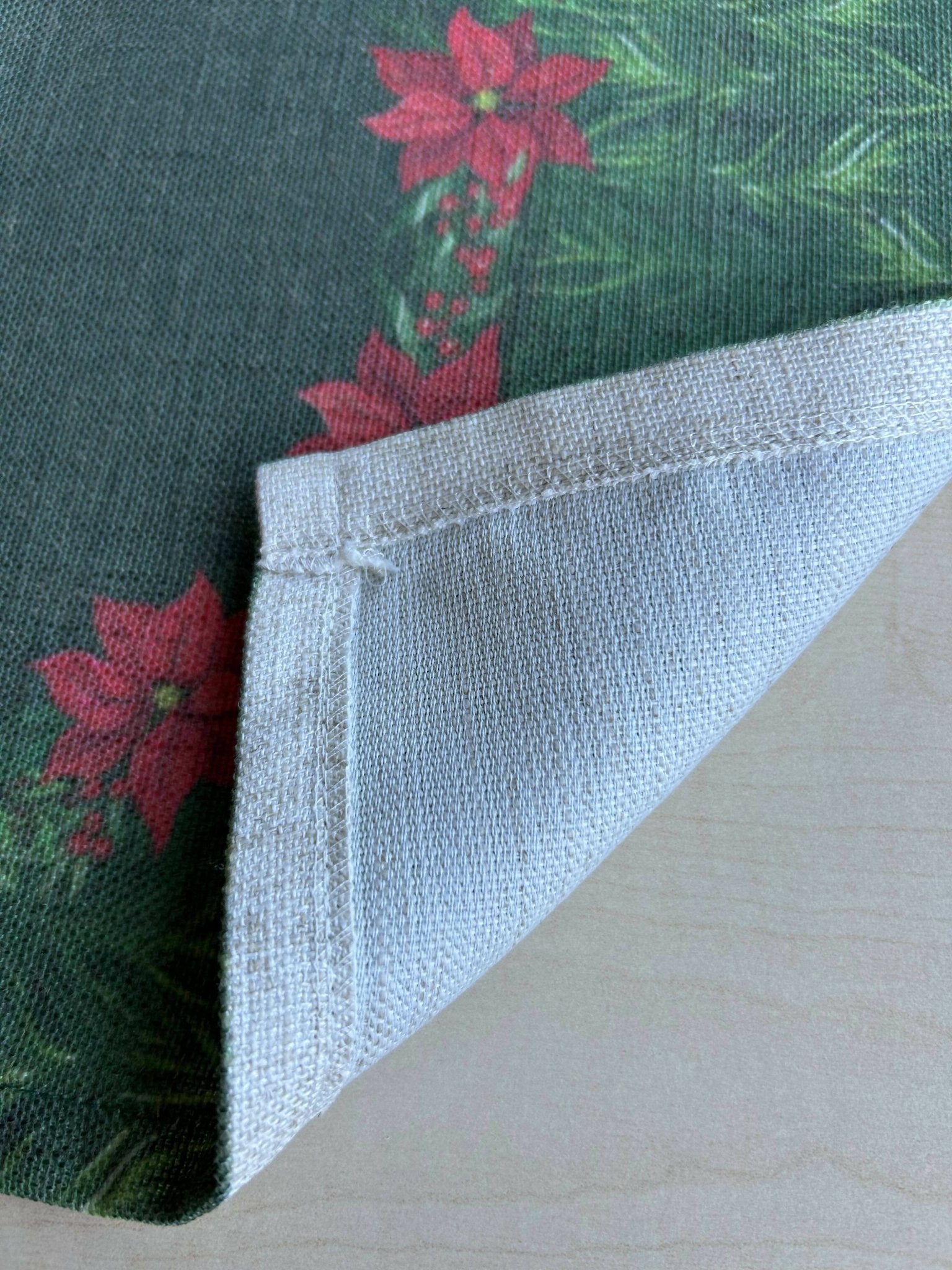 Holiday Themed Placemats, Poinsettia Flower Pattern Set of 2 - Wear Sierra