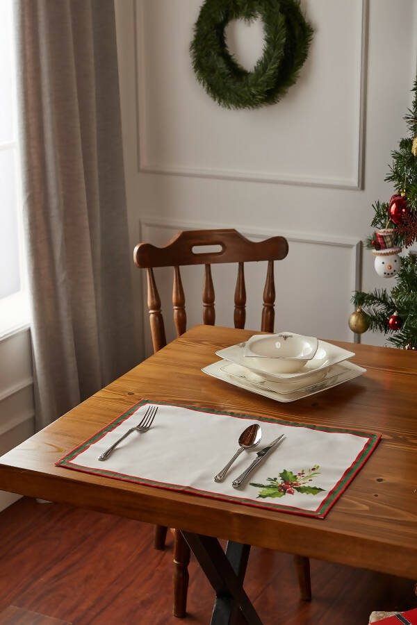 Holly Berry and Greenery Pattern Placemats - Nature Inspired Holiday Decorating - Wear Sierra