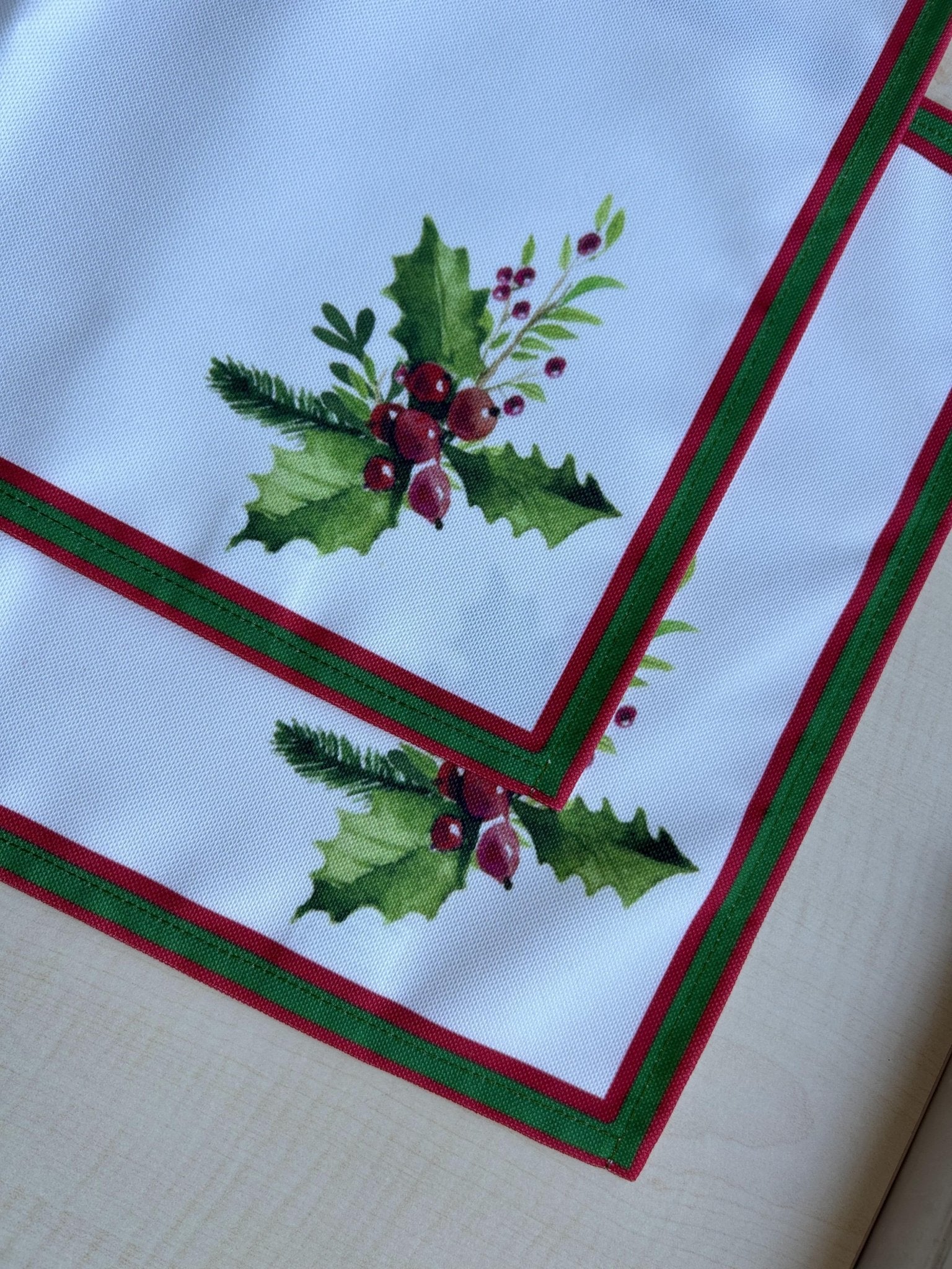 Holly Berry and Greenery Pattern Placemats - Nature Inspired Holiday Decorating - Wear Sierra